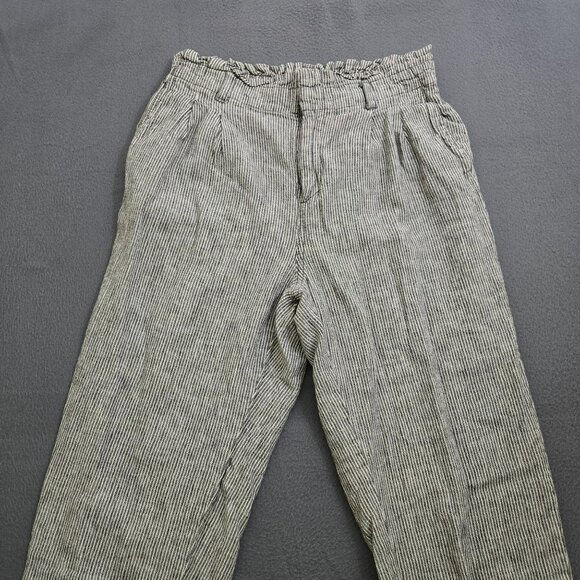 LOFT Women S Pinstripe Relaxed Linen Blend Casual Pants With Elastic Waist - Picture 3 of 13
